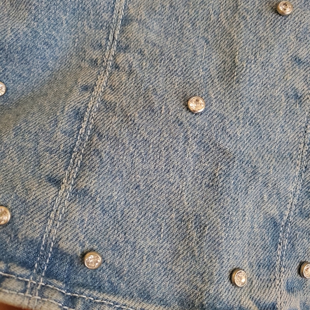 Zara Denim Top Jewel Corset Rhinestone size S - Picture 6 of 12